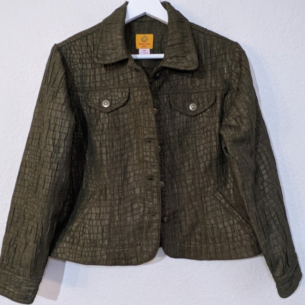 Ruby Rd. Green Olive Jacket with Silver Metal...